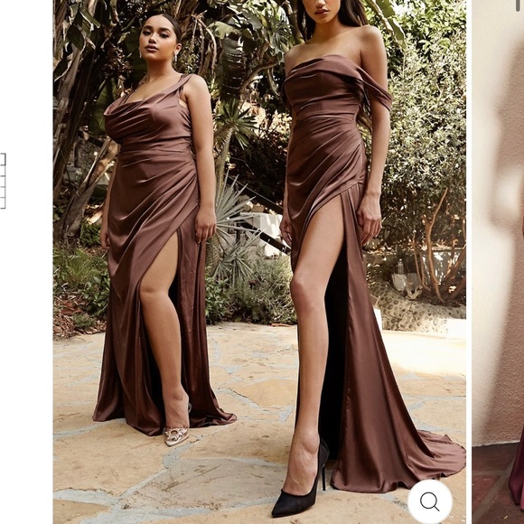 SOFT SATIN OPTIONAL SHOULDER GOWN - Cinderella Divine - Picture 4 of 8